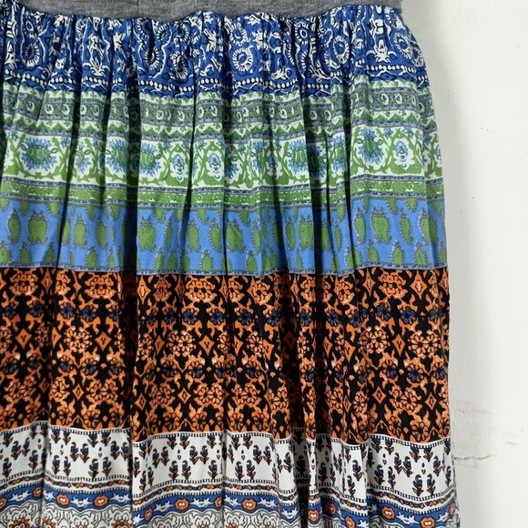 Lilka Mendocino Maxi Dress M Boho Festival Mixed Print Pleated Bust Empire Waist - Picture 12 of 13